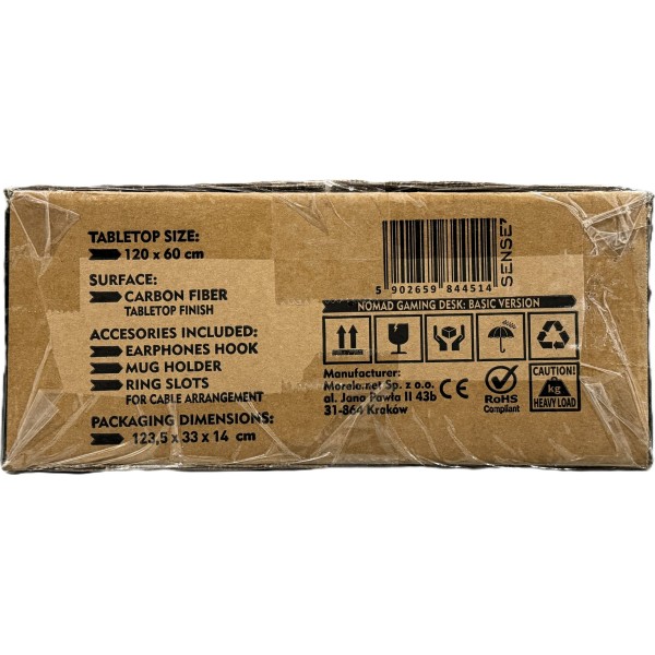 Стіл ігровий Sense7 Nomad Basic 120×60 см, чорний