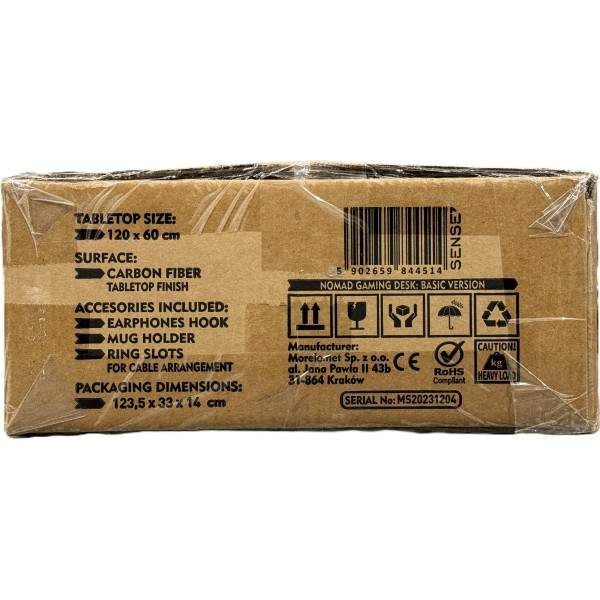 Стіл ігровий Sense7 Nomad Basic 120×60 см, чорний