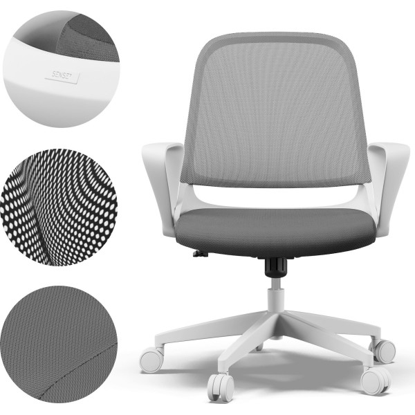 Офісне крісло SENSE7 Sopty, біло-сіре