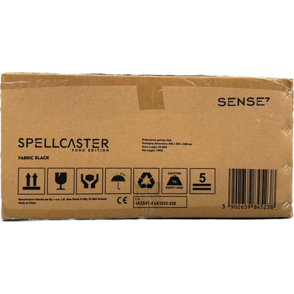 Ігрове крісло Sense7 Spellcaster FUKU, тканина, чорне