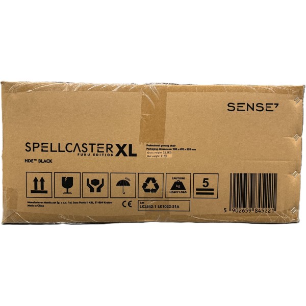 Ігрове крісло SENSE7 Spellcaster Fuku XL, екошкіра та алькантара, чорне
