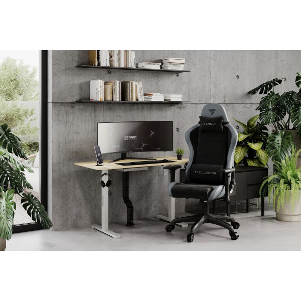 Ігрове крісло SENSE7 Spellcaster Fuku, екошкіра та алькантара, чорно-сіре