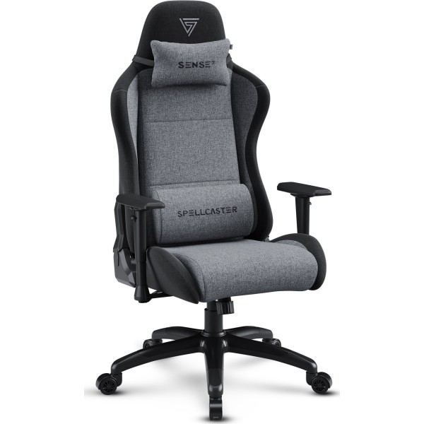 Ігрове крісло Sense7 Spellcaster FUKU XL, тканина, чорно-сіре