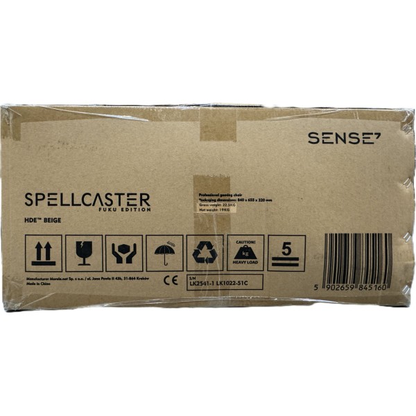 Ігрове крісло SENSE7 Spellcaster Fuku, екошкіра та алькантара, чорно-бежеве