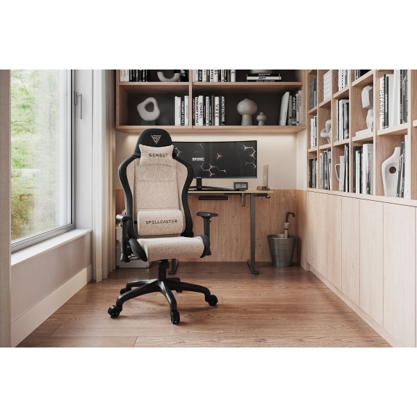 Ігрове крісло Sense7 Spellcaster FUKU, тканина, чорно-бежеве