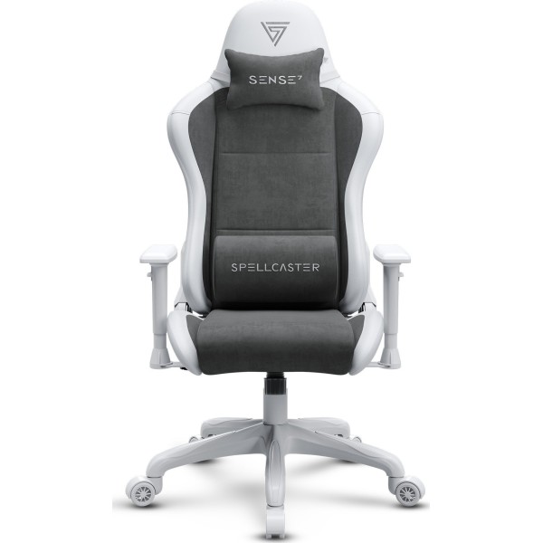 Ігрове крісло SENSE7 Spellcaster Fuku, екошкіра та алькантара, біло-сіре