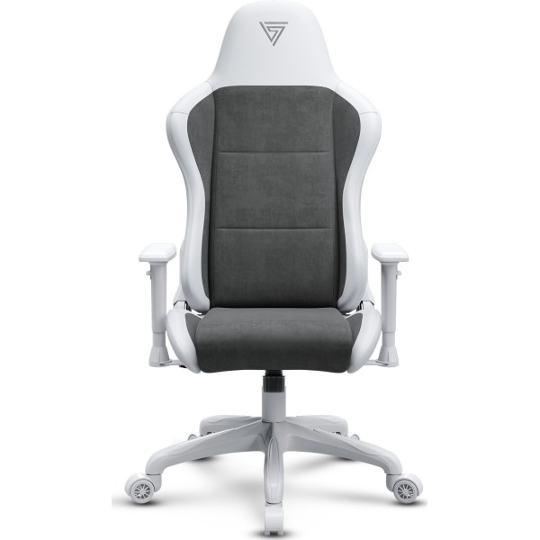 Ігрове крісло SENSE7 Spellcaster Fuku, екошкіра та алькантара, біло-сіре