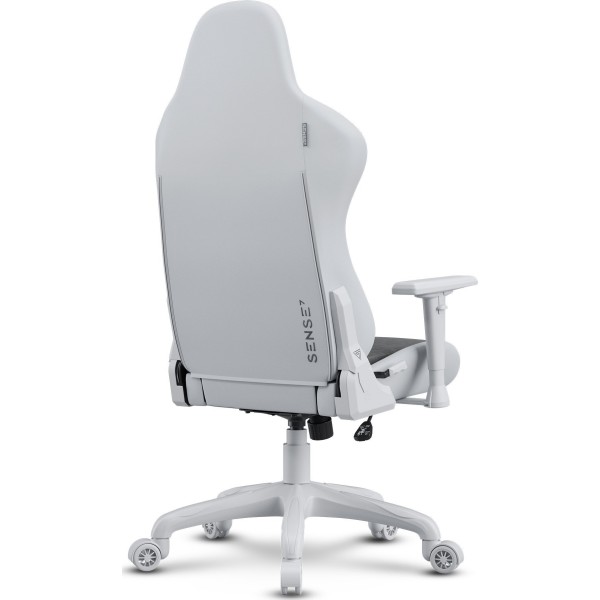 Ігрове крісло SENSE7 Spellcaster Fuku, екошкіра та алькантара, біло-сіре