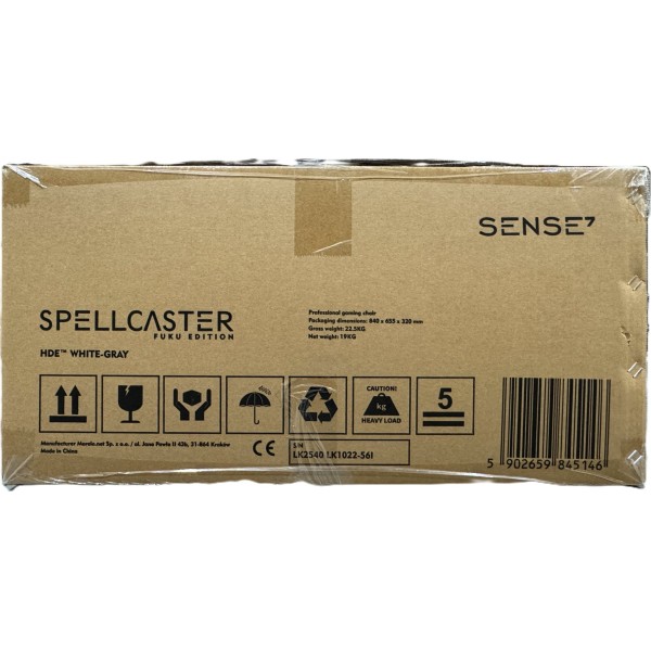 Ігрове крісло SENSE7 Spellcaster Fuku, екошкіра та алькантара, біло-сіре