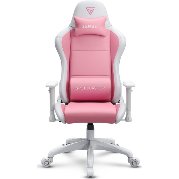 Ігрове крісло Sense7 Spellcaster FUKU, екошкіра, біло-рожеве