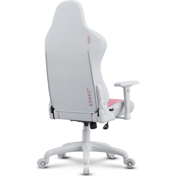 Ігрове крісло Sense7 Spellcaster FUKU, екошкіра, біло-рожеве