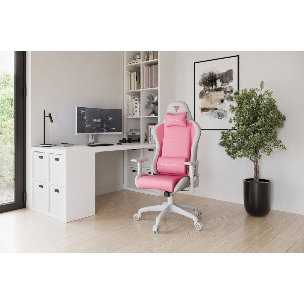 Ігрове крісло Sense7 Spellcaster FUKU, екошкіра, біло-рожеве