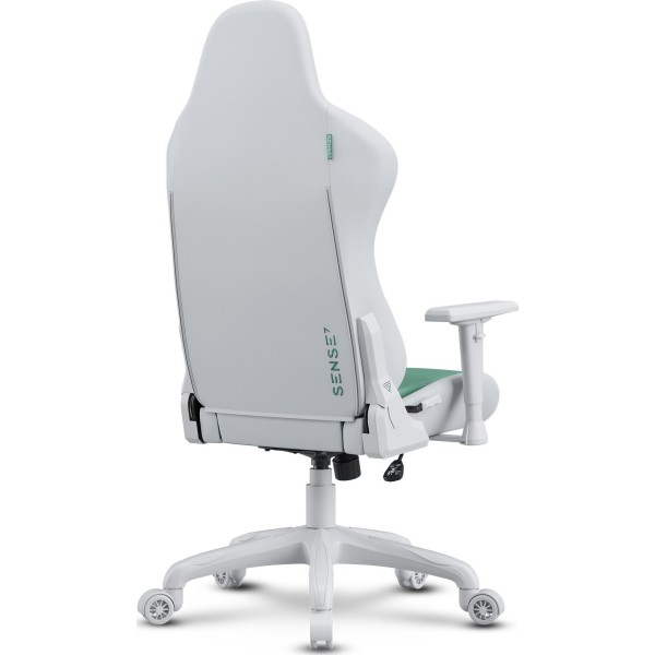 Ігрове крісло Sense7 Spellcaster FUKU, екошкіра, біло-зелене