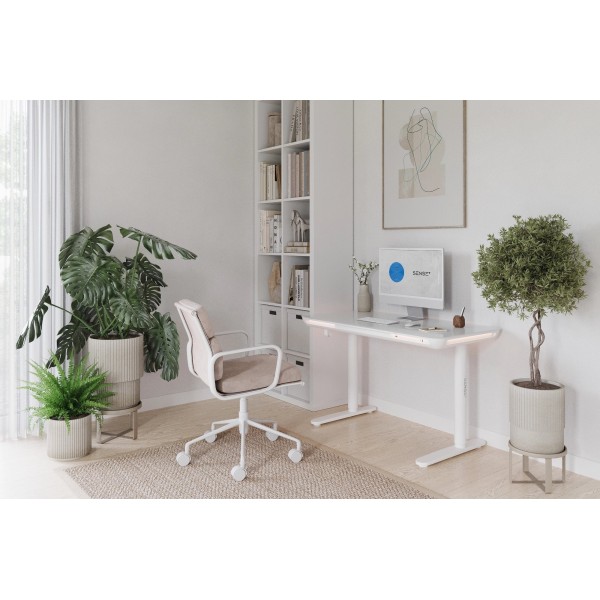 Стіл з регулюванням висоти SENSE7 Nomo 120×60 см, LED, електричний, білий