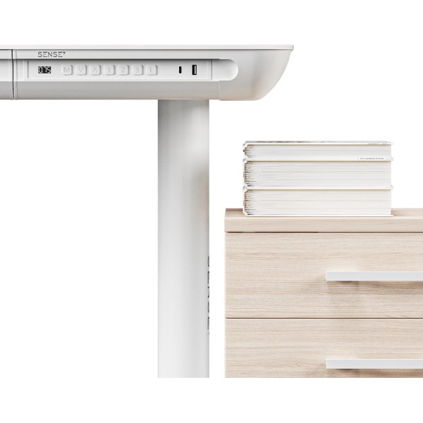 Стіл з регулюванням висоти SENSE7 Nomo 120×60 см, LED, електричний, білий