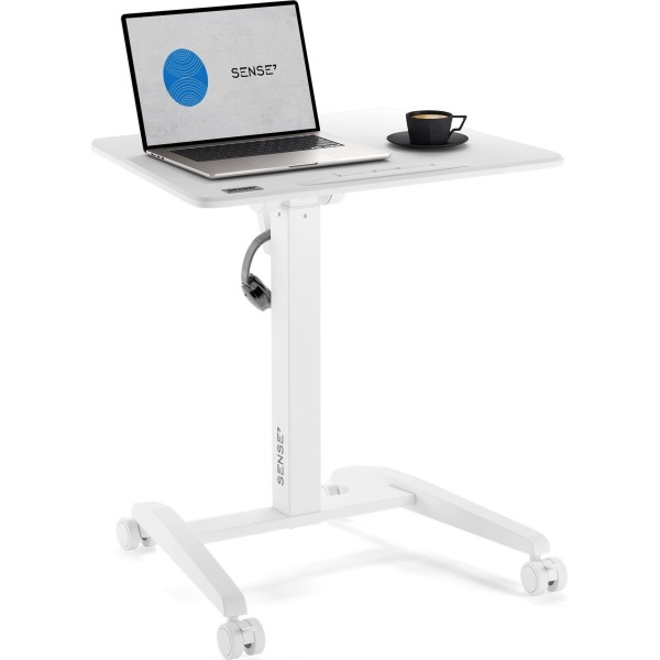 Мобільний стіл з регулюванням висоти SENSE7 70×52 см, механічний, білий