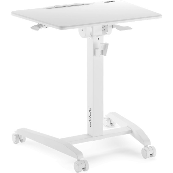 Мобільний стіл з регулюванням висоти SENSE7 70×52 см, механічний, білий