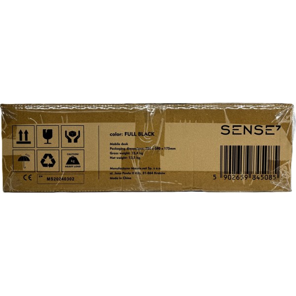 Мобільний стіл з регулюванням висоти SENSE7 70×52 см, механічний, білий