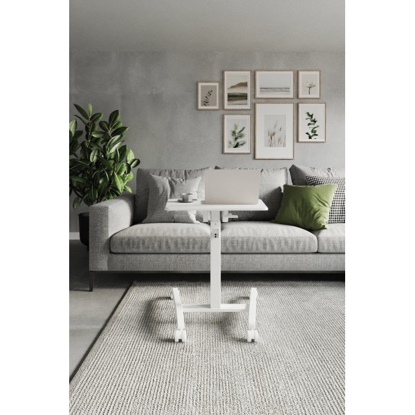 Мобільний стіл з регулюванням висоти SENSE7 70×52 см, механічний, білий