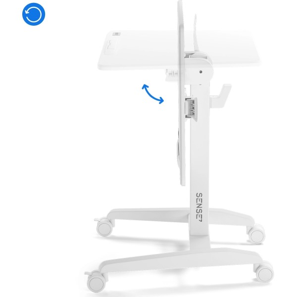 Мобільний стіл з регулюванням висоти SENSE7 70×52 см, механічний, білий