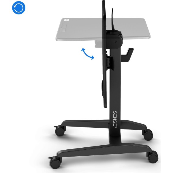 Мобільний стіл з регулюванням висоти SENSE7 70×52 см, механічний, чорний