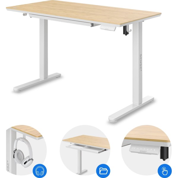 Стіл з регулюванням висоти SENSE7 Newai 120×60 см, електричний, бамбук