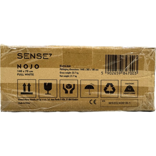 Стіл з регулюванням висоти Sense7 Nojo 140×70 см, електричний, білий