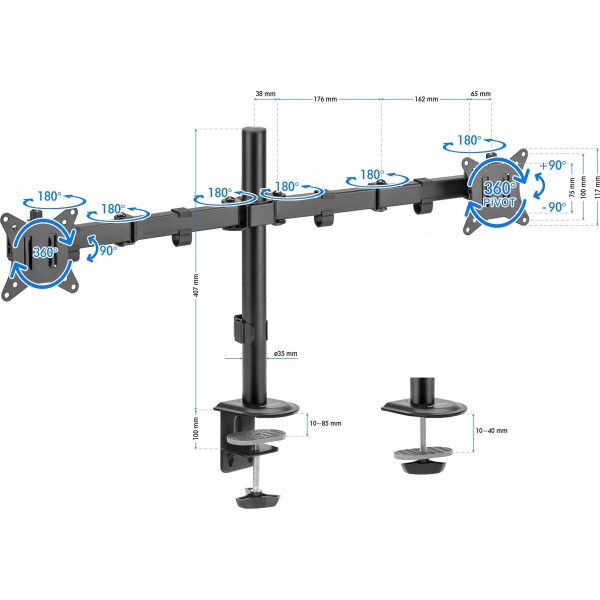 Настільне кріплення для двох моніторів SENSE7 Float Double, 17-32''