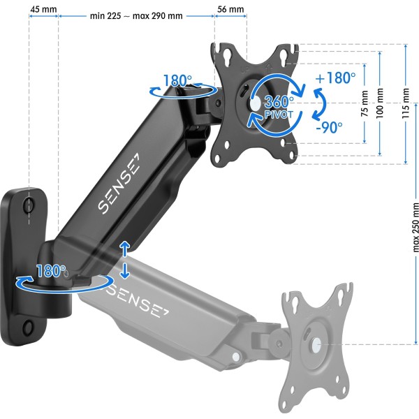 Настінне кріплення для монітора SENSE7 Hang Wall, 17-32''