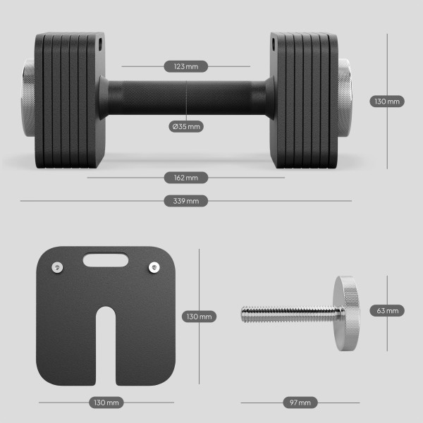 Гантеля з регульованою вагою Zipro Square, 16 кг