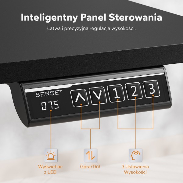 Стіл з регулюванням висоти Sense7 Nojo Light 120×60 см, електричний, чорний