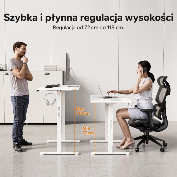 Стіл з регулюванням висоти Sense7 Nojo Light 120×60 см, електричний, білий