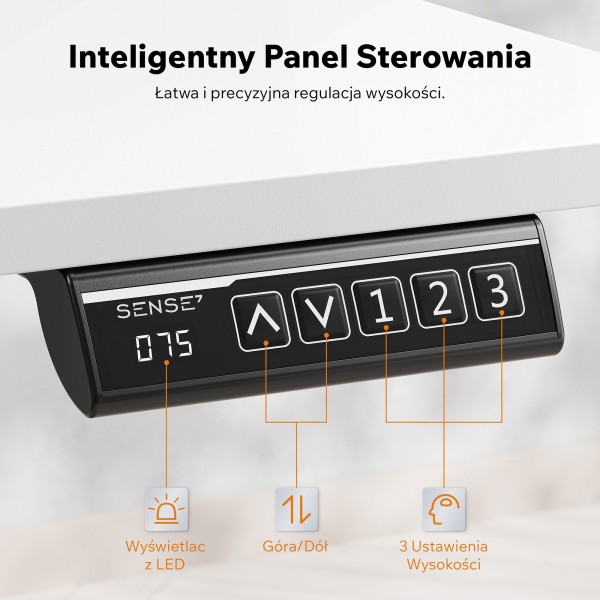 Стіл з регулюванням висоти Sense7 Nojo Light 120×60 см, електричний, білий