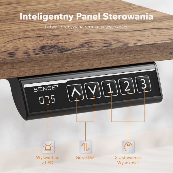 Стіл з регулюванням висоти Sense7 Nojo Light 140×70 см, електричний, коричневий