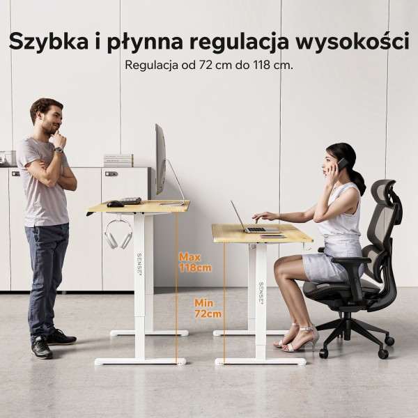 Стіл з регулюванням висоти Sense7 Nojo Light 120×60 см, електричний, світло-бежевий