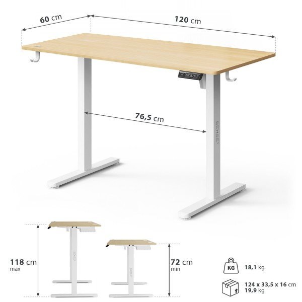 Стіл з регулюванням висоти Sense7 Nojo Light 120×60 см, електричний, світло-бежевий