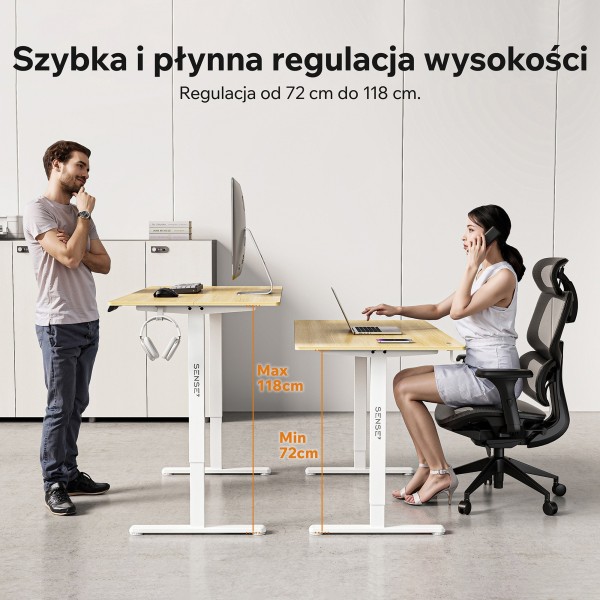 Стіл з регулюванням висоти Sense7 Nojo Light 140×70 см, електричний, чорно-бежевий