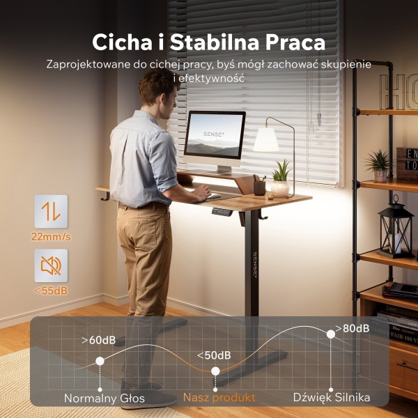 Стіл з регулюванням висоти Sense7 Nojo Light 120×60 см, електричний, коричневий