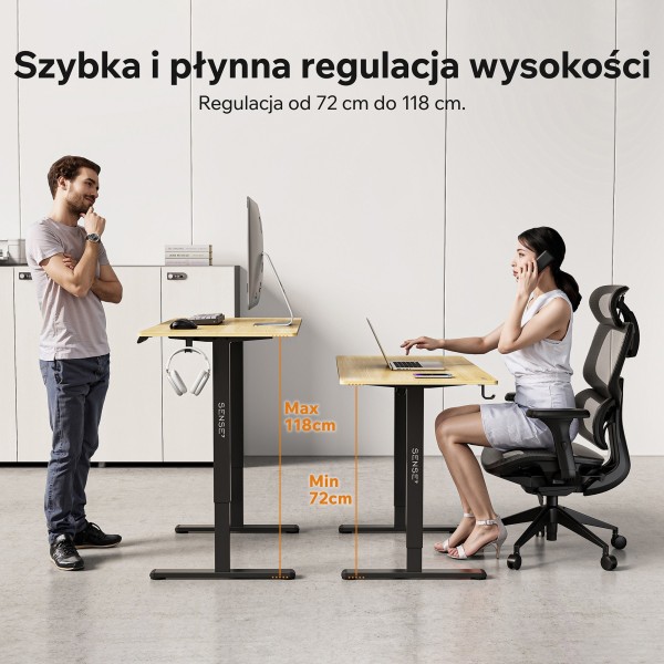 Стіл з регулюванням висоти Sense7 Nojo Light 120×60 см, електричний, чорно-бежевий