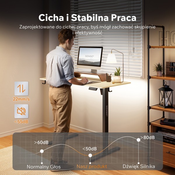 Стіл з регулюванням висоти Sense7 Nojo Light 120×60 см, електричний, чорно-бежевий