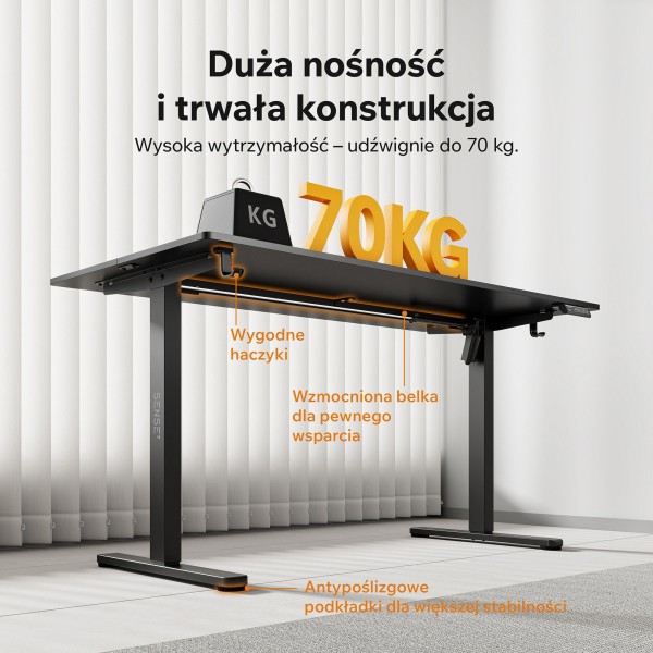 Стіл з регулюванням висоти Sense7 Nojo Light 140×70 см, електричний, чорний