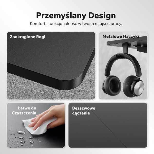 Стіл з регулюванням висоти Sense7 Nojo Light 140×70 см, електричний, чорний