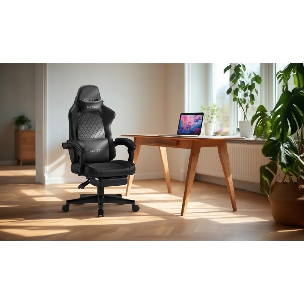 Ігрове крісло SENSE7 Devon, екошкіра, чорне