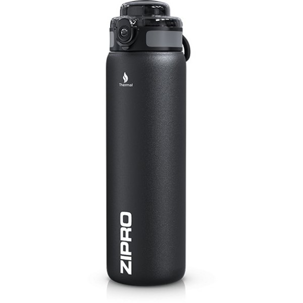 Термопляшка Zipro, нержавіюча сталь, 1000 мл, чорна