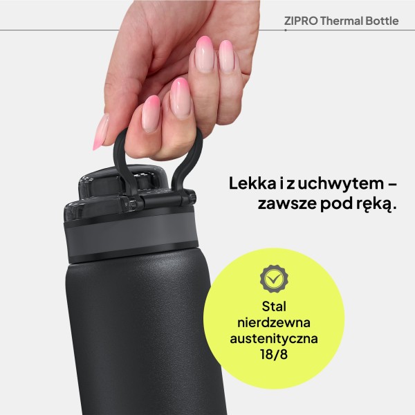 Термопляшка Zipro, нержавіюча сталь, 1000 мл, чорна