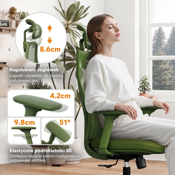 Офісне крісло SENSE7 Moyo, зелене