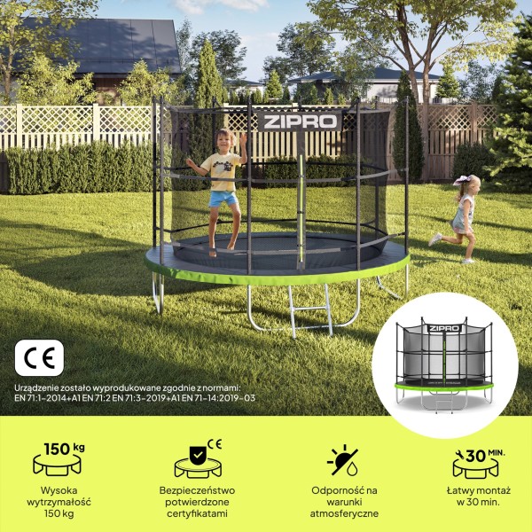 Батут Zipro JumpPro IN 252 см з внутрішньою сіткою