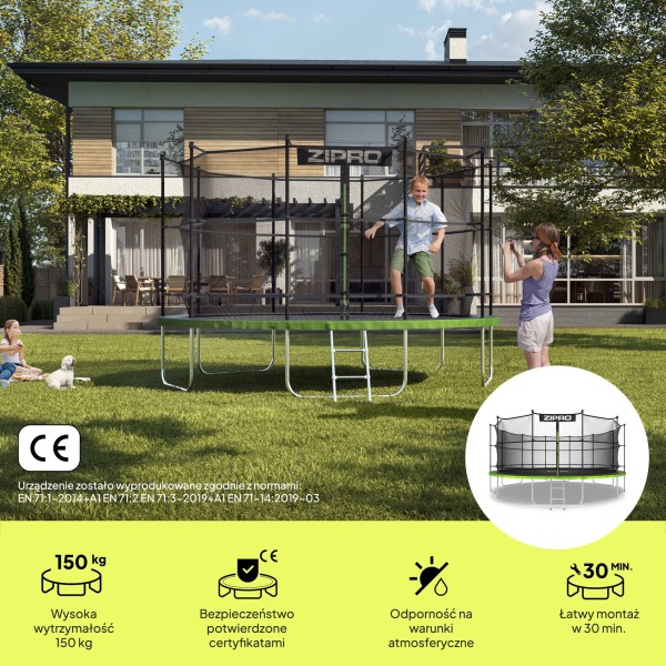 Батут Zipro JumpPro IN 496 см з внутрішньою сіткою