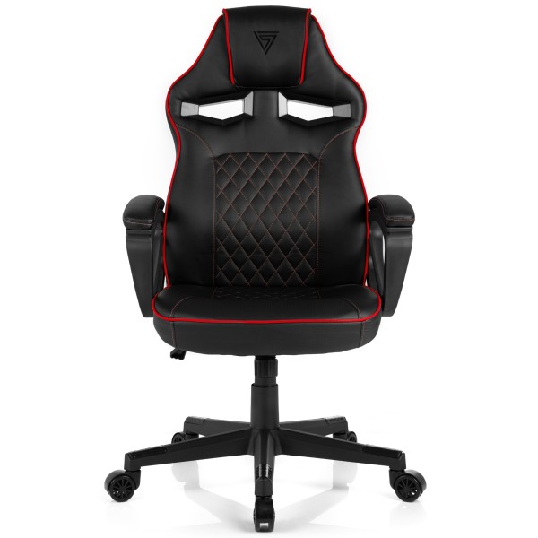 Ігрове крісло SENSE7 Knight, екошкіра, чорно-червоне