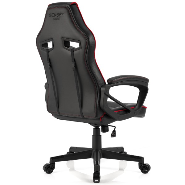 Ігрове крісло SENSE7 Knight, екошкіра, чорно-червоне